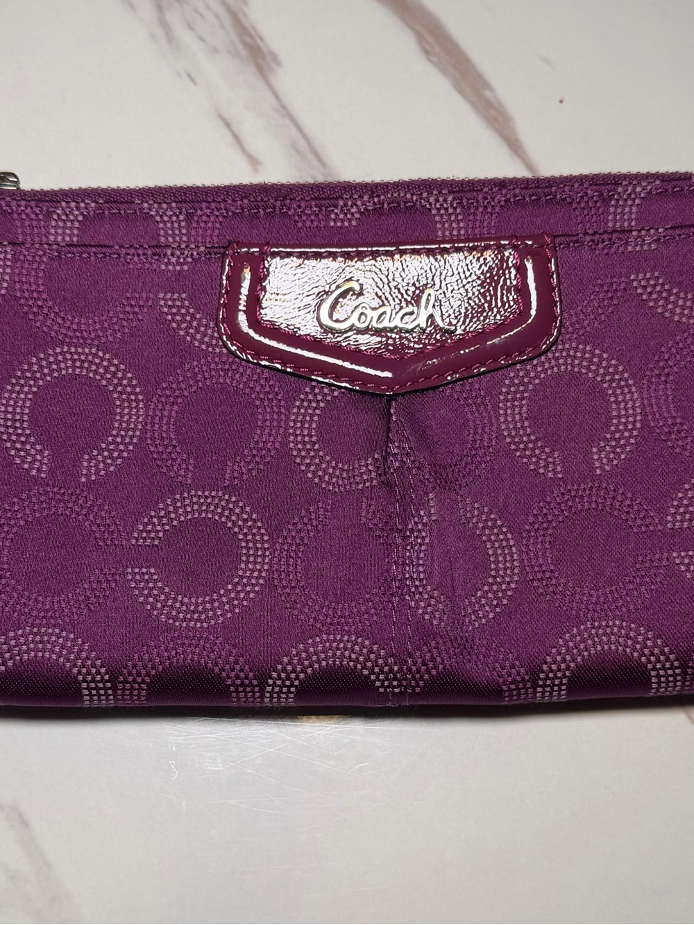Coach Purple Signature Zip Wristlet Pouch